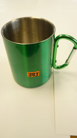 Green / red stainless steel mug